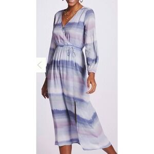 Cloth & Stone Anthropologie Watercolor Striped V-neck Long Sleeve MidiDress Sz S